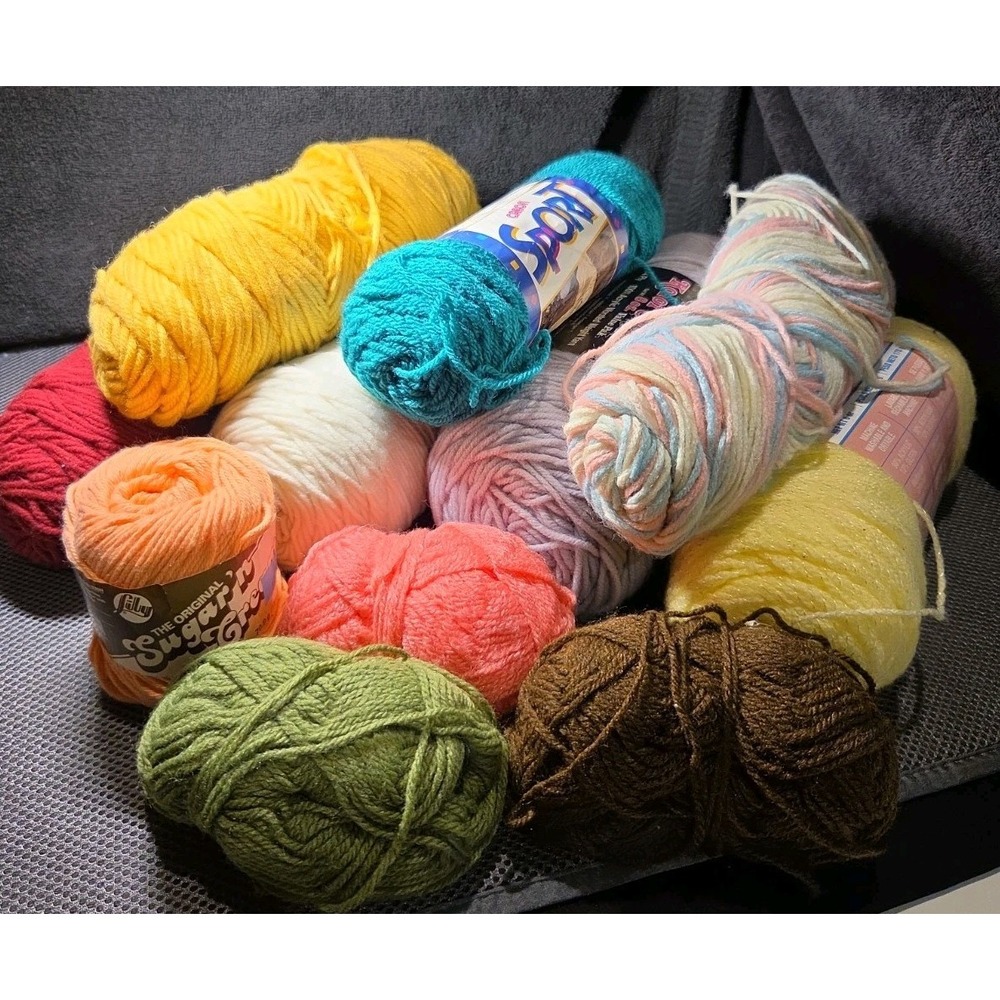 Misc Lot Of Yarn 11 Different Colors Vntg Brands